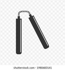 Transparent nunchaku icon, vector illustration of nunchaku in dark color and transparent background.