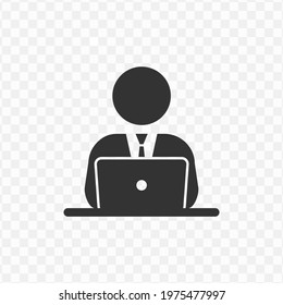 Transparent office person icon , vector illustration of an office person icon in dark color and transparent background