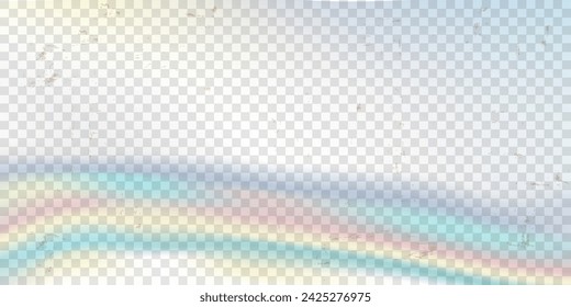 Durchsichtiger alter Film Not leidender Hintergrund mit Regenbogenglühen, Kratzer Flecken. Vektor abstrakter Grunge mit Rauschen, Kratzern