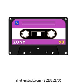 Transparent, old school vintage retro cassette tape, colorful clipart
