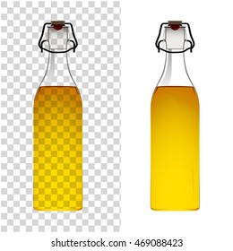 Transparent olive oil bottle. Vector illustration.