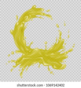 Transparent olive oil splash. Vector illustration. 