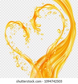 Transparent orange liquid splash. Juice background. Vector illustration. 