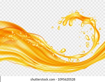 Transparent orange liquid splash. Juice background. Elements for your design. Vector illustration.  - Shutterstock ID 1095620528