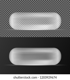 Transparent oval plastic capsule.