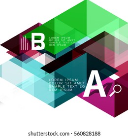 Transparent overlapping triangles abstract background