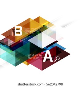 Transparent overlapping triangles abstract background