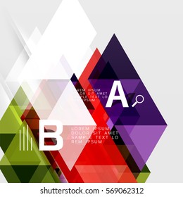 Transparent overlapping triangles abstract background