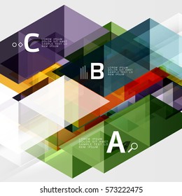 Transparent overlapping triangles abstract background