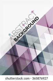 Transparent overlapping triangles on white. Business or technology minimal futuristic template