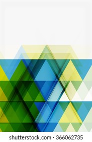 Transparent overlapping triangles on white. Business or technology minimal futuristic template