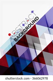 Transparent overlapping triangles on white. Business or technology minimal futuristic template