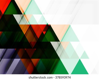 Transparent overlapping triangles on white. Business or technology minimal futuristic template