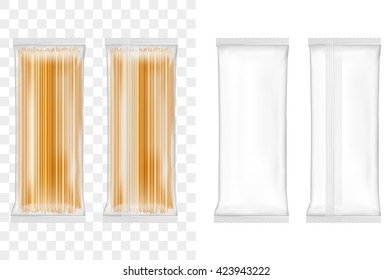 Transparent Package For Spaghetti, Macaroni, Pasta. Vector White Soft Packing.