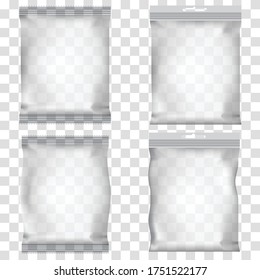 Transparent Packaging mockup For Snacks, Chips, Sugar, Spices, Or Other Food Vector