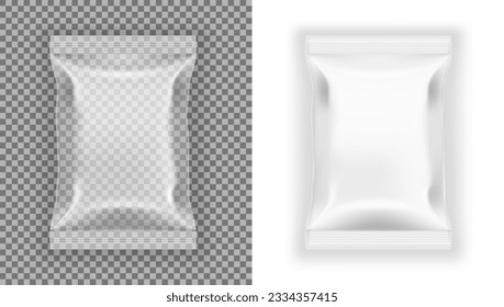 Transparent Packaging For Snacks, Chips, Sugar, Spices, Or Other Food EPS10 Vector