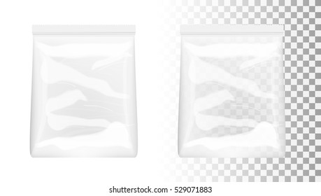 Transparent Packaging For Snacks, Chips, Sugar, Spices, Or Other Food EPS10 Vector