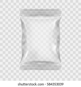 Transparent Packaging For Snacks, Chips, Sugar, Spices Or Other Food. EPS10 Vector