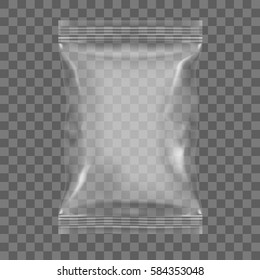 Transparent Packaging For Snacks, Chips, Sugar, Spices Or Other Food. EPS10 Vector