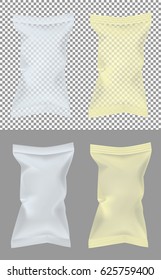 Transparent packaging for snacks, food, chips, sugar and spices.