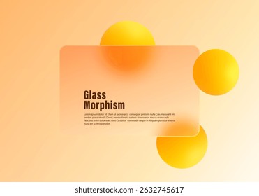 Transparent panel with glowing yellow-orange spheres on a warm gradient background.
