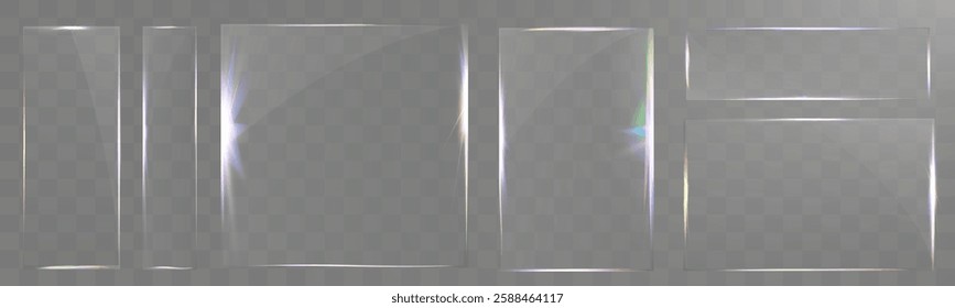 Transparent panel, realistic texture, modern UI element, reflective surface, clean design