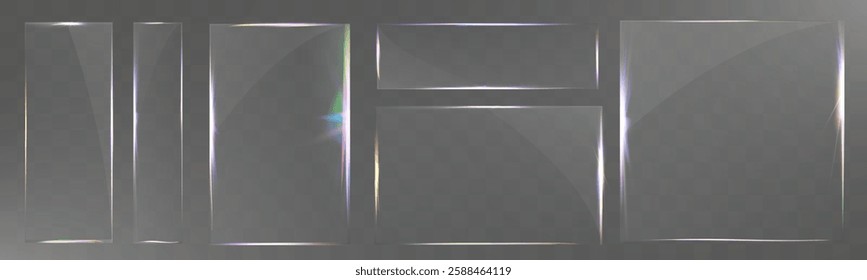 Transparent panel, realistic texture, modern UI element, reflective surface, clean design