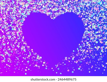 Transparent Paper. 3d Concept. Pink Light Background. Iridescent Serpentine. Disco Colourful Cristals. Digital Banner. Neon Glitter. Falling Dust. Blue Transparent Paper