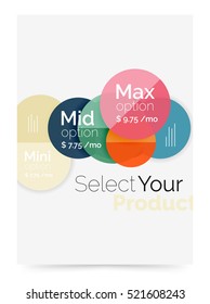 Transparent paper circles with option text. Vector business flyer design