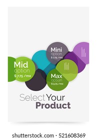 Transparent paper circles with option text. Vector business flyer design