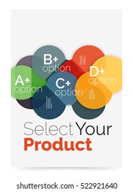 Transparent paper circles with option text. Vector business flyer design
