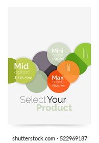 Transparent paper circles with option text. Vector business flyer design