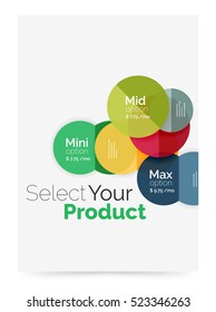 Transparent paper circles with option text. Vector business flyer design