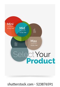 Transparent paper circles with option text. Vector business flyer design