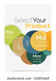 Transparent paper circles with option text. Vector business flyer design