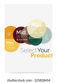 Transparent paper circles with option text. Vector business flyer design