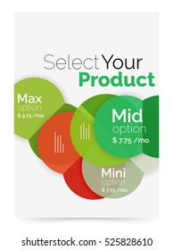 Transparent paper circles with option text. Vector business flyer design