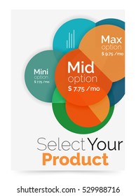Transparent paper circles with option text. Vector business flyer design