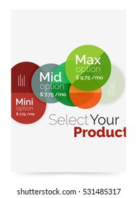 Transparent paper circles with option text. Vector business flyer design