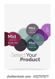 Transparent paper circles with option text. Vector business flyer design