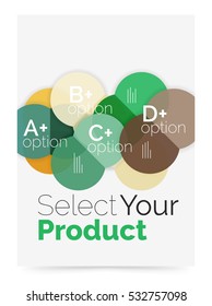 Transparent paper circles with option text. Vector business flyer design