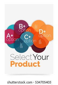 Transparent paper circles with option text. Vector business flyer design