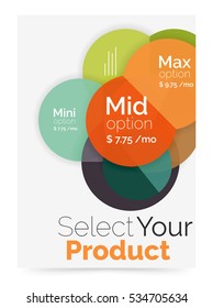 Transparent paper circles with option text. Vector business flyer design