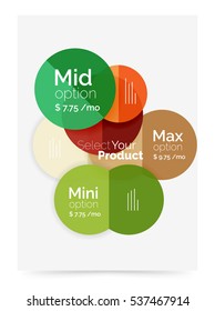 Transparent paper circles with option text. Vector business flyer design