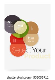 Transparent paper circles with option text. Vector business flyer design