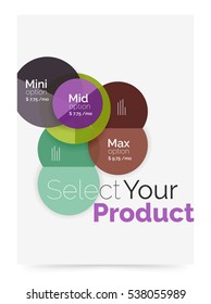 Transparent paper circles with option text. Vector business flyer design