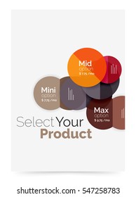 Transparent paper circles with option text. Vector business flyer design
