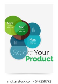 Transparent paper circles with option text. Vector business flyer design