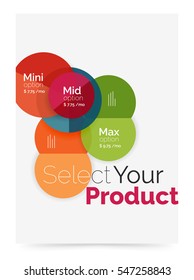 Transparent paper circles with option text. Vector business flyer design