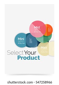 Transparent paper circles with option text. Vector business flyer design